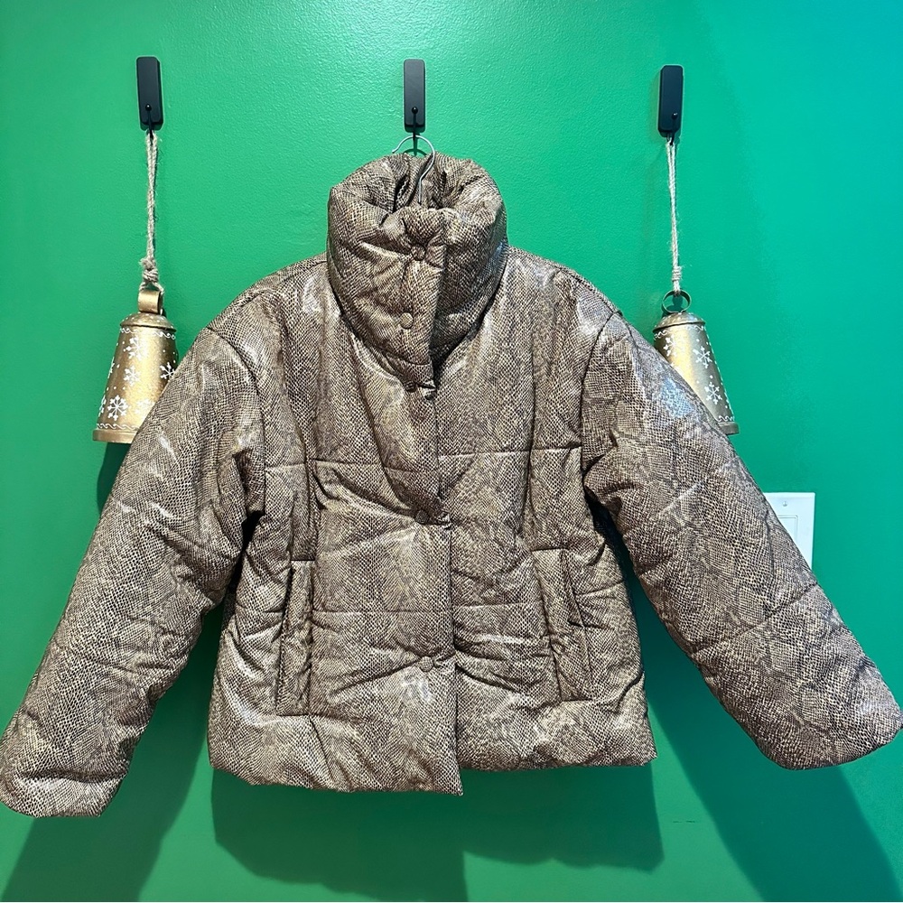 Nanushka Python Faux Leather Puffer Jacket